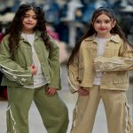 ست کت و شلوار کتان 3 تکه دخترانه مدل ستاره زیپی-1285 - Image 2